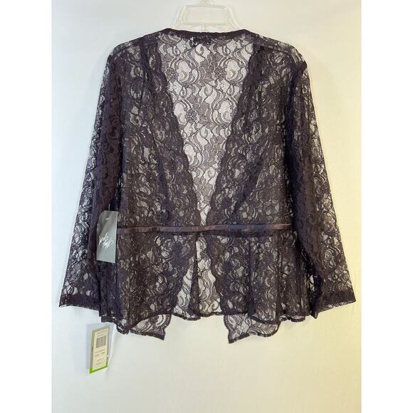 NWT VTG Patra Sheer Lace Long Sleeve Jacket Top Women's 14 Purple - Picture 8 of 15